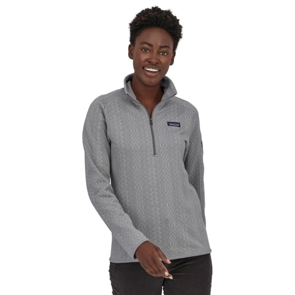 Patagonia Better Sweater 1/4 Zip Pullover Frozen Jacquard Salt Gray sz Large